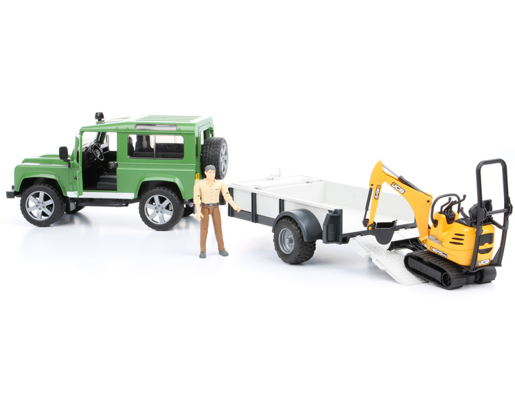 Bruder 02593 Land Rover z przyczepą, minikoparką i figurką