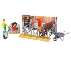 Bruder 62611 bWorld obora z figurkami rolnika, krowy i cielaka