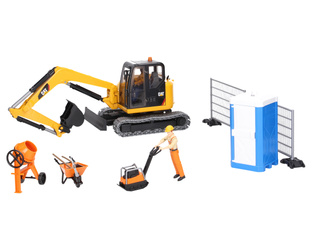 Bruder 02466 koparka na gąsienicach CAT z figurką i zestawem akcesoriów budowlanych