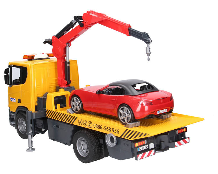 Bruder 03552 Scania Super 560R Laweta z autem wyścigowym