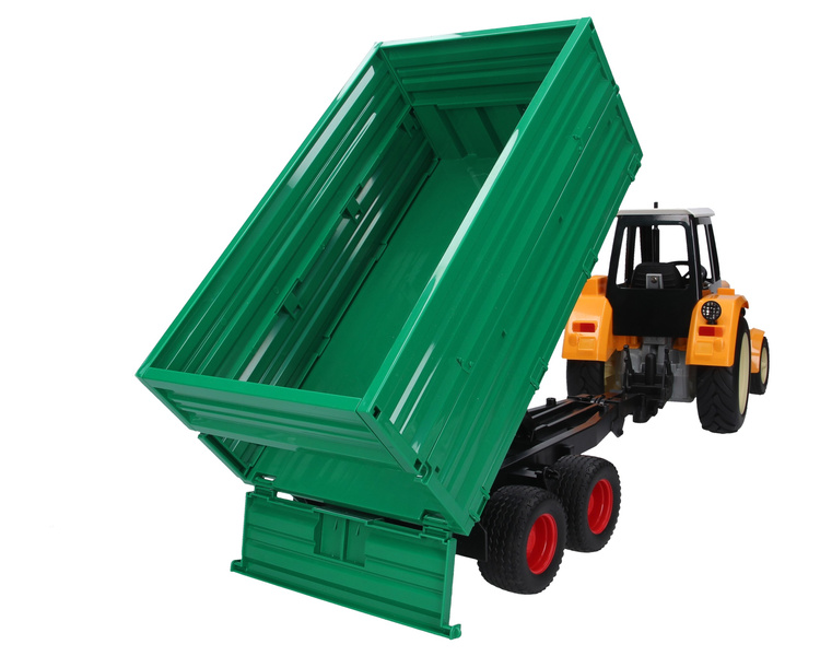 Zabawkowy ciągnik Ursus C-360 żółty + przyczepa zielona z wywrotem Bruder