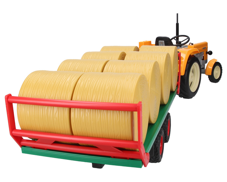 Traktor zabawkowy Ursus C-360 żółty + przyczepa do wywozu balotów Bruder