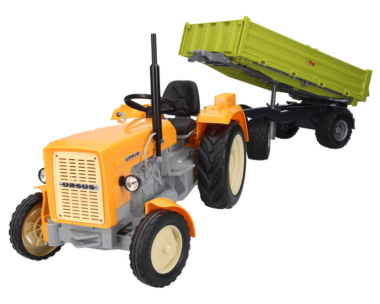 Traktor zabawkowy Ursus C-360 żółty + przyczepa zielona z wywrotem Bruder