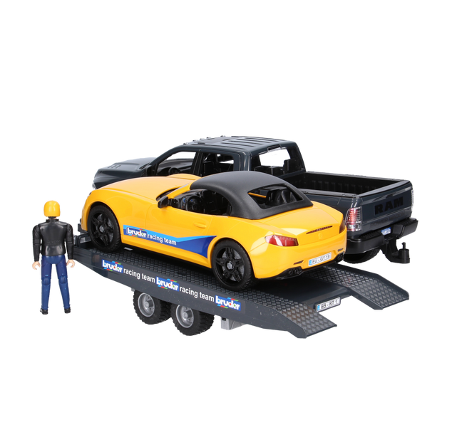 Bruder 02504 Dodge RAM2500 z lawetą i autem Roadster Racing Team