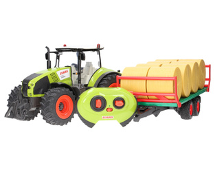 Zestaw traktor Claas zdalnie sterowany z przyczepą do wywozu balotów Bruder