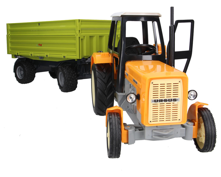 Traktor zabawkowy Ursus C-360 żółty + przyczepa zielona z wywrotem Bruder