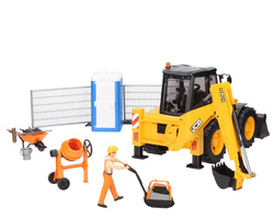 Bruder 03766 MAN TGS wywrotka i koparka JCB 5CX 02454 oraz zestaw akcesoriów budowlanych