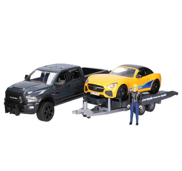 Bruder 02504 Dodge RAM2500 z lawetą i autem Roadster Racing Team