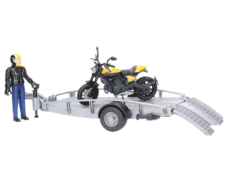 Bruder 02589 Land Rover Defender z przyczepą, motocyklem i figurką 