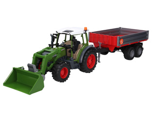 Bruder 02182 traktor Fendt Vario 211 z ładowaczem czołowym i przyczepą