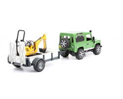 Bruder 02593 Land Rover z przyczepą, minikoparką i figurką