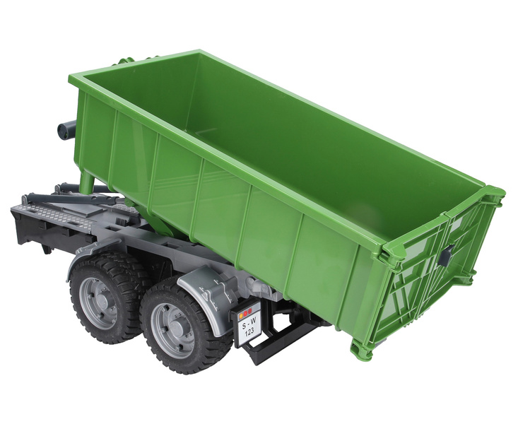 Zabawka przyczepa z kontenerem hakowiec do traktora Bruder 02035 dla dzieci