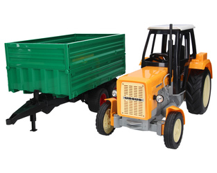 Zabawkowy ciągnik Ursus C-360 żółty + przyczepa zielona z wywrotem Bruder