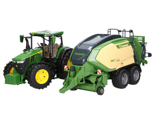 Bruder 03150 traktor John Deere 7R 350 + 02033 prasa kostkująca Krone Big Pack 1290 HDP VC02020 Fliegl