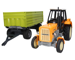 Traktor zabawkowy Ursus C-360 żółty + przyczepa zielona z wywrotem Bruder