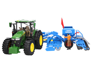 Bruder 03150 traktor John Deere 7R 350 + agregat 02026 Lemken + figurka rolnika