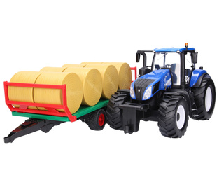 Zestaw traktor New Holland zdalnie sterowany z przyczepą do wywozu balotów Bruder