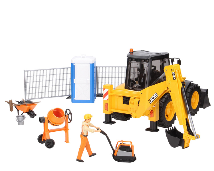 Bruder 03766 MAN TGS wywrotka i koparka JCB 5CX 02454 oraz zestaw akcesoriów budowlanych