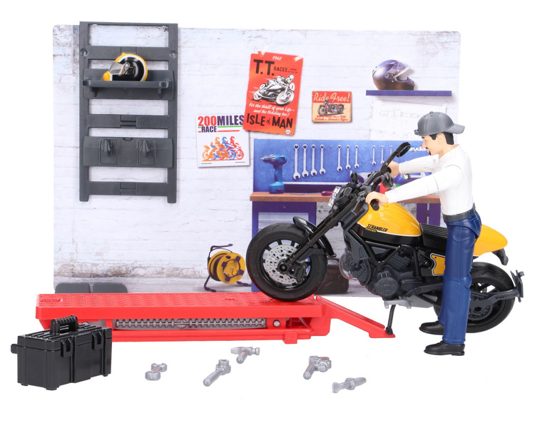 Bruder 62102 bWorld motor z warsztatem i figurką mechanika