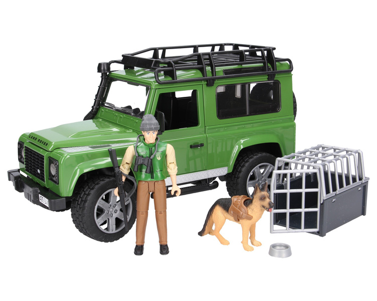 Bruder 02587 Land Rover z figurką leśniczego i psa
