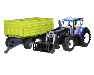 Zestaw Bruder traktor New Holland 03121 + przyczepa z wywrotem 02203