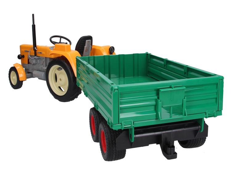 Zabawkowy ciągnik Ursus C-360 żółty + przyczepa zielona z wywrotem Bruder