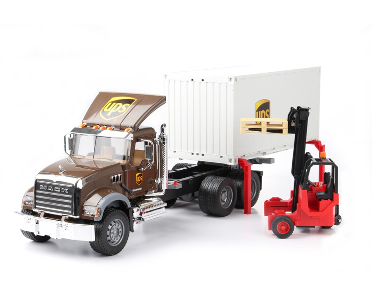 Bruder 02828 ciężarówka MACK UPS z paleciakiem bez rur wydechowych