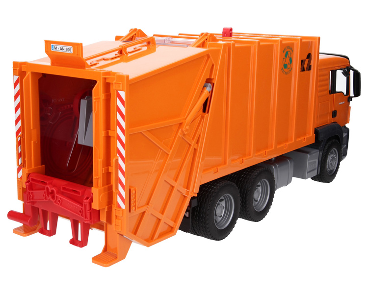 Bruder 03760 śmieciarka MAN TGS pomarańczowa uszkodzone opakowanie