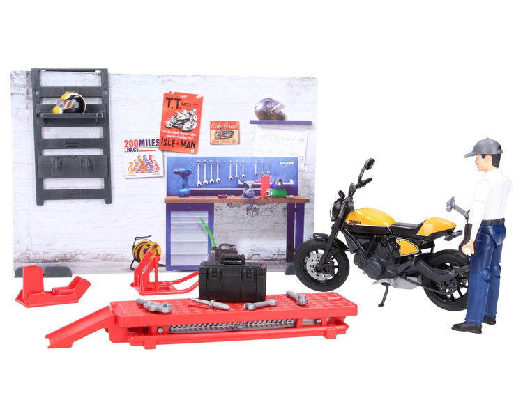 Bruder 62102 bWorld motor z warsztatem i figurką mechanika