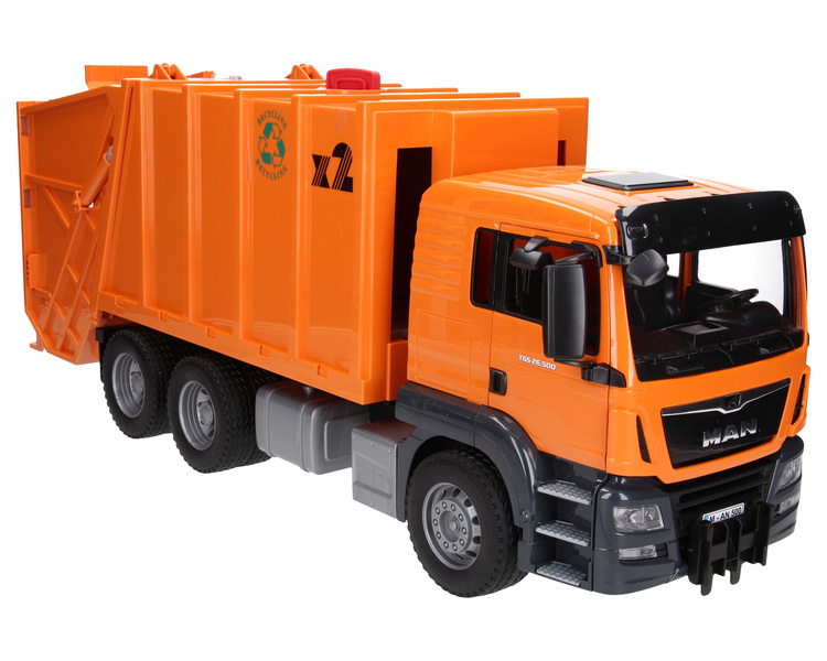 Bruder 03760 śmieciarka MAN TGS pomarańczowa uszkodzone opakowanie