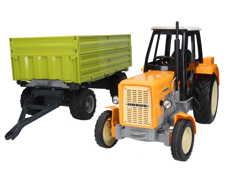 Traktor zabawkowy Ursus C-360 żółty + przyczepa zielona z wywrotem Bruder