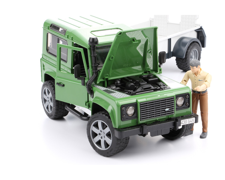 Bruder 02593 Land Rover z przyczepą, minikoparką i figurką
