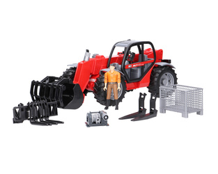 Zestaw Bruder ładowarka Manitou 02125 + zestaw akcesoriów oraz figurka