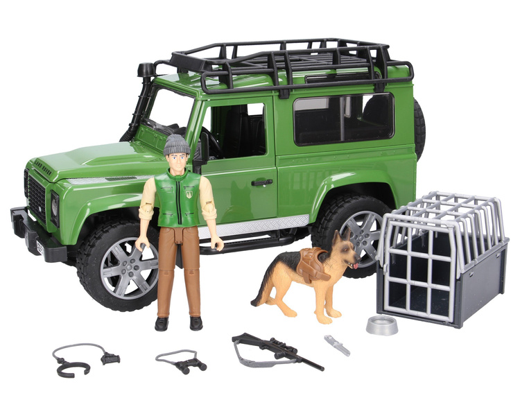Bruder 02587 Land Rover z figurką leśniczego i psa