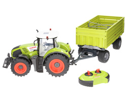 Zabawkowy traktor Claas zdalnie sterowany z przyczepą z wywrotem  Bruder